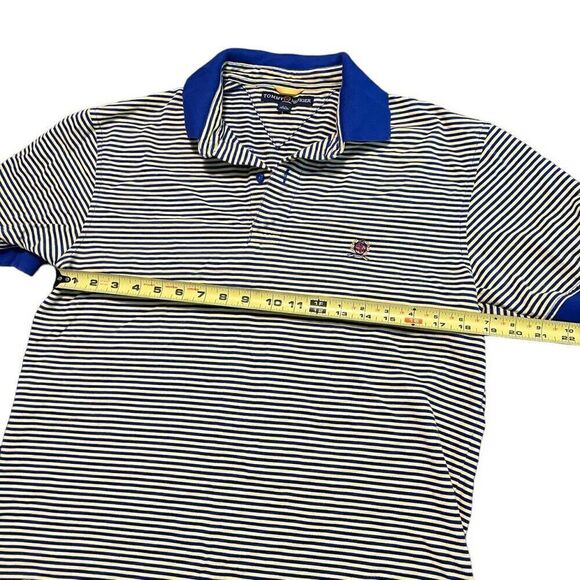 TOMMY HILFIGER Vintage Blue & Yellow Striped Polo Size Small - Picture 5 of 7